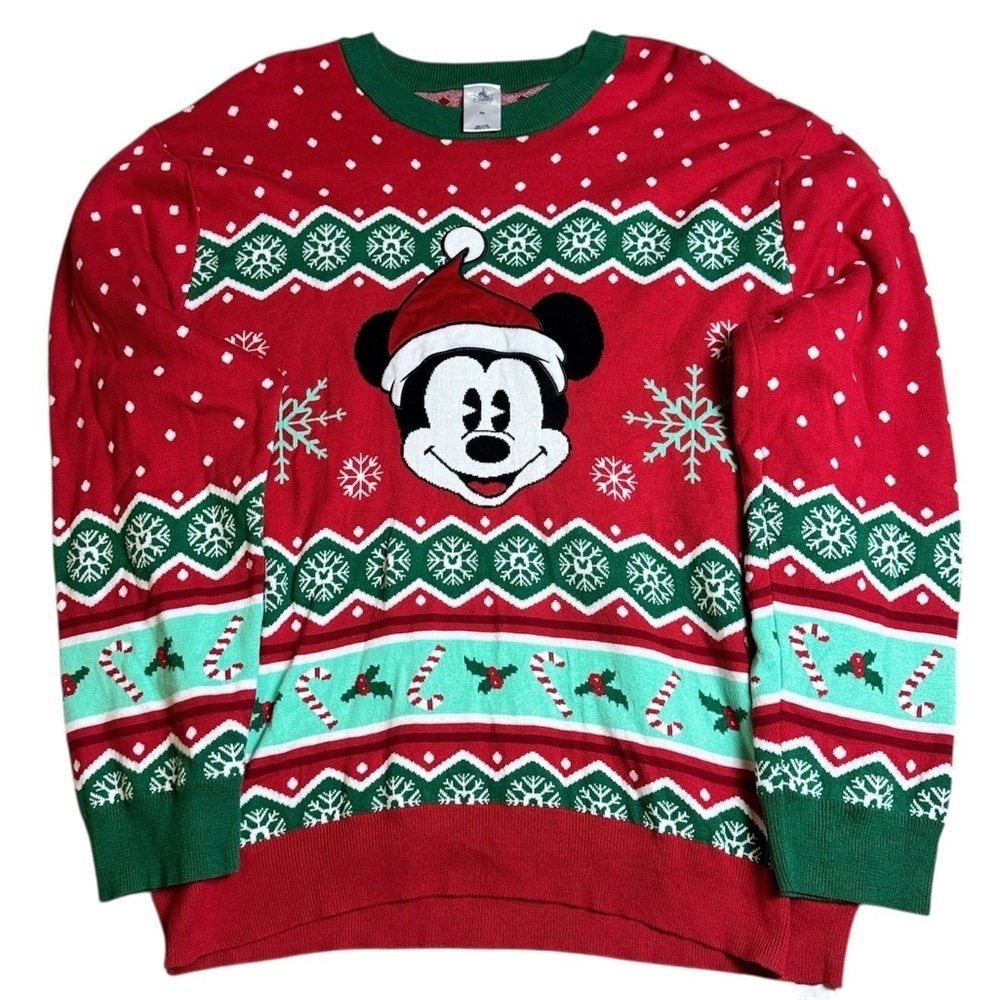 Disney Ugly Christmas Red and Green Mickey Mouse Sweater Size 2XL